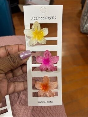 Floral Resin Flower Hair Clips - Yellow, Pink, Orange